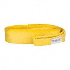 Value Collection - 30' Long x 4" Wide, 35,000 Lb Basket Capacity, 1 Ply, Polyester Web Sling - Yellow - Caliber Tooling