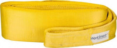 Value Collection - 30' Long x 6" Wide, 55,000 Lb Basket Capacity, 1 Ply, Polyester Web Sling - Yellow - Caliber Tooling