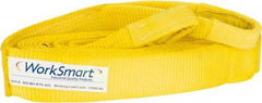 Value Collection - 30' Long x 3" Wide, 27,000 Lb Basket Capacity, 1 Ply, Polyester Web Sling - Yellow - Caliber Tooling