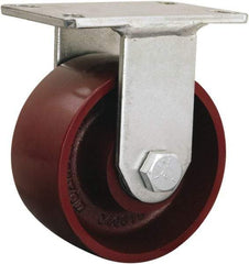 Hamilton - 6" Diam x 8" OAH Top Plate Mount Rigid Track - Iron, 2,500 Lb Capacity, Tapered Roller Bearing, 5-1/4 x 7-1/4" Plate - Caliber Tooling