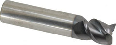 Accupro - 5/8", 3/4" LOC, 5/8" Shank Diam, 3" OAL, 3 Flute, Solid Carbide Square End Mill - Single End, AlTiN Finish, Spiral Flute, Variable° Helix, Centercutting, Right Hand Cut, Right Hand Flute - Caliber Tooling