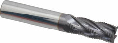 Accupro - 7/16" Diam, Fine Pitch, 1" LOC, 5 Flute Solid Carbide Roughing Square End Mill - AlTiN Finish, 2-3/4" OAL, 7/16" Shank Diam, Single End, 30° Helix - Caliber Tooling