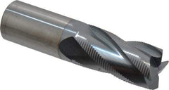 Accupro - 1" Diam, Fine Pitch, 2" LOC, 4 Flute Solid Carbide Roughing Square End Mill - TiCN Finish, 4" OAL, 1" Shank Diam, Single End, 30° Helix - Caliber Tooling