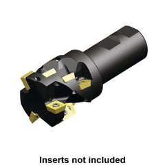 Kennametal - 2" Cut Diam, 1.691" Max Depth of Cut, 1-1/4" Shank Diam, 4.53" OAL, Indexable Square Shoulder Helical End Mill - SD.T 43.. Inserts, Weldon Shank, Through Coolant - Caliber Tooling