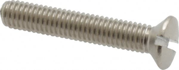 Value Collection - M6x1.00 Metric Coarse, 35mm OAL Slotted Drive Machine Screw - Oval Head, Grade 18-8 & A2 Stainless Steel, Uncoated, Without Washer - Caliber Tooling