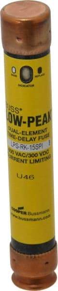 Cooper Bussmann - 300 VDC, 600 VAC, 15 Amp, Time Delay General Purpose Fuse - Fuse Holder Mount, 127mm OAL, 100 at DC, 300 at AC (RMS) kA Rating, 13/16" Diam - Caliber Tooling