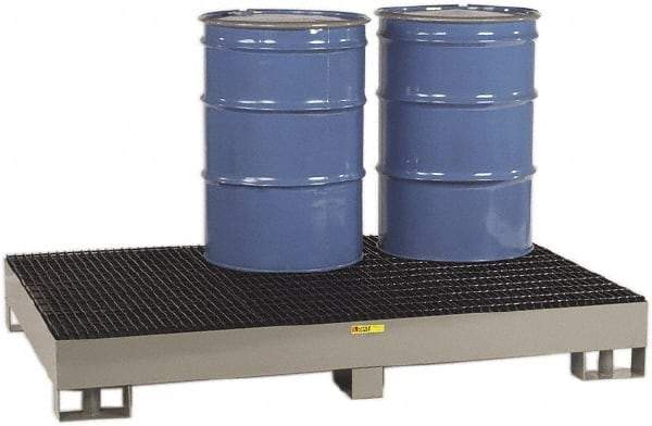 Little Giant - 99 Gal Sump, 6,000 Lb Capacity, 6 Drum, Steel Spill Deck or Pallet - 51" Long x 76" Wide x 10-1/2" High, Gray and Black, Liftable Fork, Vertical, 2 x 3 Drum Configuration - Caliber Tooling