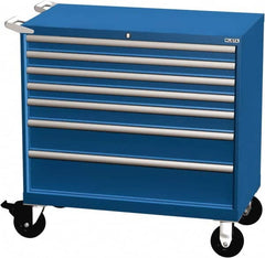 LISTA - 7 Drawer 440 Lb Capacity Steel Tool Roller Cabinet - 40-1/4" Wide x 41-1/2" High x 22-1/2" Deep, Roller Bearing Drawer Slides, Blue - Caliber Tooling