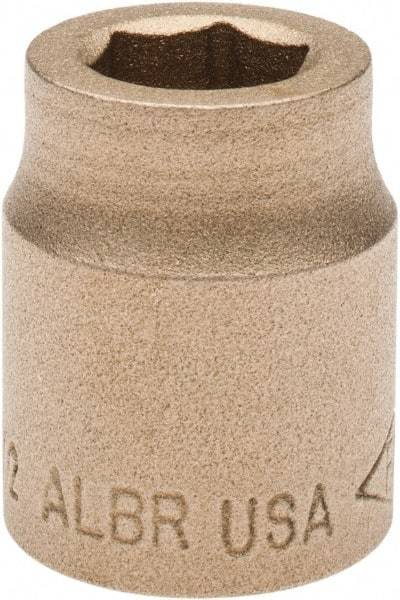 Ampco - 1/2", 1/2" Drive, Standard Hand Socket - 6 Points, 1-3/16" OAL, Aluminum Bronze - Caliber Tooling