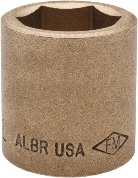 Ampco - 1", 1/2" Drive, Standard Hand Socket - 6 Points, 1-1/2" OAL, Aluminum Bronze - Caliber Tooling