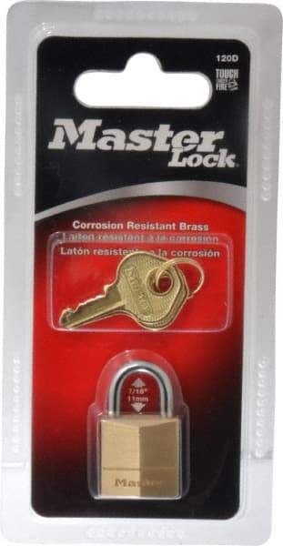 Master Lock - 7/16" Shackle Clearance, Keyed Different Solid Brasss Padlock - 5/32" Shackle Diam, Solid Brass - Caliber Tooling