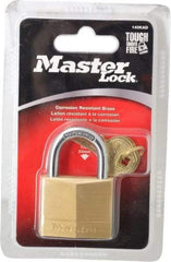 Master Lock - 7/8" Shackle Clearance, Keyed Alike Solid Brasss Padlock - 1/4" Shackle Diam, Solid Brass - Caliber Tooling