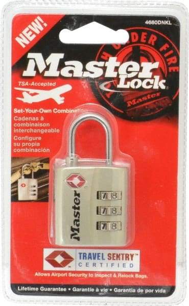 Master Lock - 3/4" Shackle Clearance, Keyed Different Luggage Lock Padlock - 1/8" Shackle Diam, Metal - Caliber Tooling