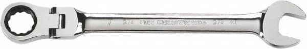 GearWrench - 9/16" 12 Point Flexhead Combination Wrench - Chrome Vanadium Steel, Full Polish Finish - Caliber Tooling