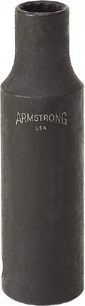 Armstrong - 9/16", 1/2" Drive, Deep Hand Socket - 12 Points, 3-13/64" OAL, Black Finish - Caliber Tooling