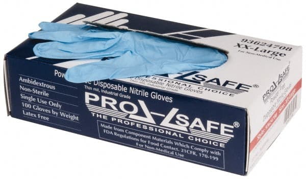 PRO-SAFE - 100 Piece Pack, Size 2XL, 3 mil, Industrial Grade, Powder Free Nitrile Disposable Gloves - Exact Industrial Supply