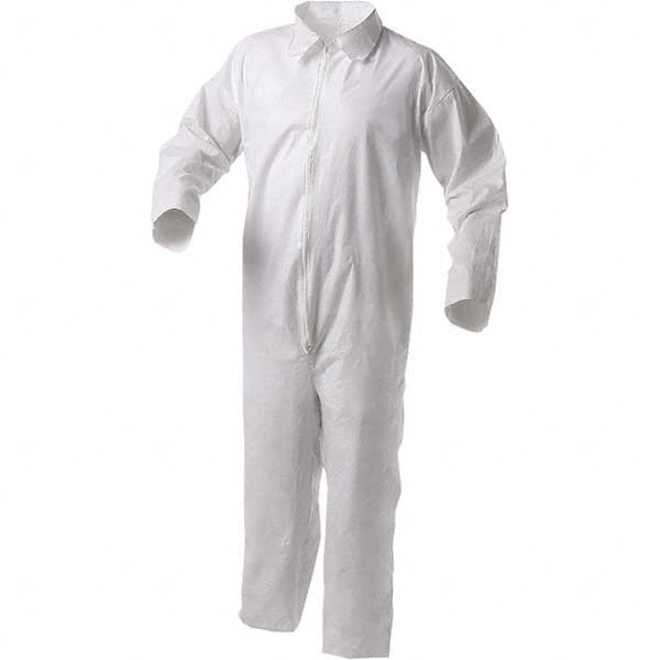 KleenGuard - Size S Film Laminate General Purpose Coveralls - White, Zipper Closure, Serged Seams - Caliber Tooling