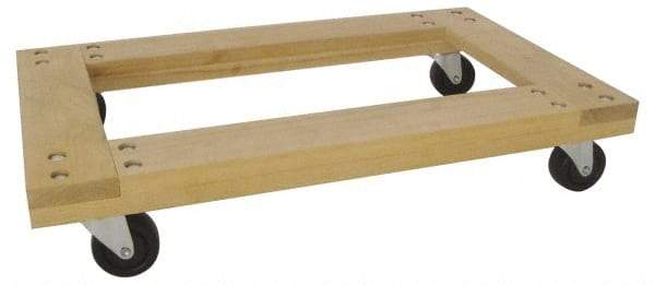 PRO-SOURCE - 1,000 Lb Capacity Hardwood/Rubber Flush Open Dolly - 30" Long x 18" Wide, 3" Wheels - Caliber Tooling