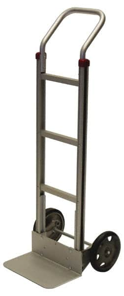 PRO-SOURCE - 600 Lb Capacity 52" OAH Welded Hand Truck - 7-1/2 x 14" Base Plate, Continuous Swept Back Handle, Aluminum, Semi-Pneumatic Wheels - Caliber Tooling