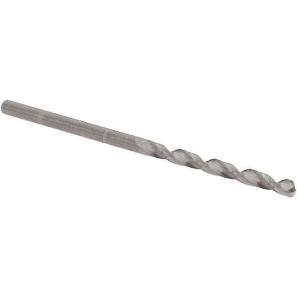 Jobber Length Drill Bit: 0.0938″ Dia, 118 °, Solid Carbide Bright/Uncoated, 2.2441″ OAL, Right Hand Cut, Spiral Flute, Straight-Cylindrical Shank, Series 732