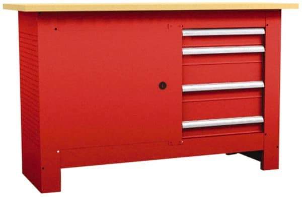 Value Collection - 60 Wide x 24" Deep x 37-1/4" High, Fiberboard Workbench - Straight Edge, Fixed Legs - Caliber Tooling