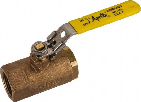 Apollo - 1" Pipe, Standard Port, Bronze Standard Ball Valve - 2 Piece, NPT Ends, Locking Lever Handle, 600 WOG, 150 WSP - Caliber Tooling