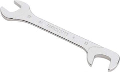 Facom - 11mm Stubby Extra Thin Open End Wrench - 3-15/16" OAL, Double End, Satin Finish, 15° & 75° Head Angle - Caliber Tooling