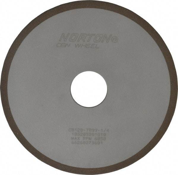 Norton - 6" Diam x 1-1/4" Hole x 1/8" Thick, 120 Grit Surface Grinding Wheel - CBN, Type 1A1, Fine Grade, Resinoid Bond - Caliber Tooling