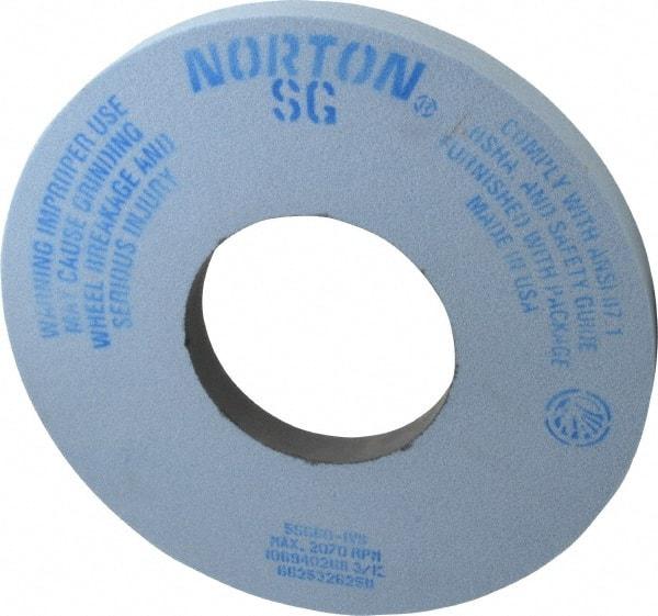 Norton - 12" Diam x 5" Hole x 1" Thick, I Hardness, 60 Grit Surface Grinding Wheel - Ceramic, Type 1, Medium Grade, 2,070 Max RPM, Vitrified Bond, No Recess - Caliber Tooling