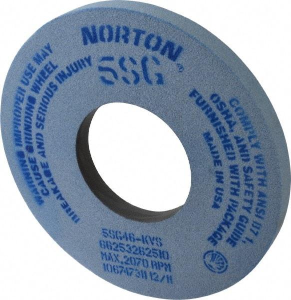 Norton - 12" Diam x 5" Hole x 1" Thick, K Hardness, 46 Grit Surface Grinding Wheel - Ceramic, Type 1, Coarse Grade, 2,070 Max RPM, Vitrified Bond, No Recess - Caliber Tooling