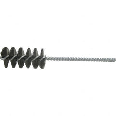 Brush Research Mfg. - 1-1/2" Diam Helical Steel Tube Brush - Single Spiral, 0.01" Filament Diam, 2-1/2" Brush Length, 6-1/2" OAL, 0.245" Diam Galvanized Steel Shank - Caliber Tooling