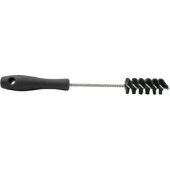 Brush Research Mfg. - 0.45" Diam Helical Nylon Tube Brush - Single Spiral, 0.005" Filament Diam, 2-1/2" Brush Length, 10-1/2" OAL, 0.168" Diam Plastic Handle Shank - Caliber Tooling