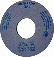 Norton - 14" Diam x 5" Hole x 1/2" Thick, K Hardness, 60 Grit Surface Grinding Wheel - Aluminum Oxide, Type 1, Medium Grade, 1,800 Max RPM, Vitrified Bond, No Recess - Caliber Tooling