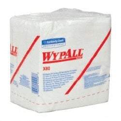 WypAll - X80 1/4 Fold Shop Towel/Industrial Wipes - Poly Pack, 12-1/2" x 12-1/2" Sheet Size, White - Caliber Tooling