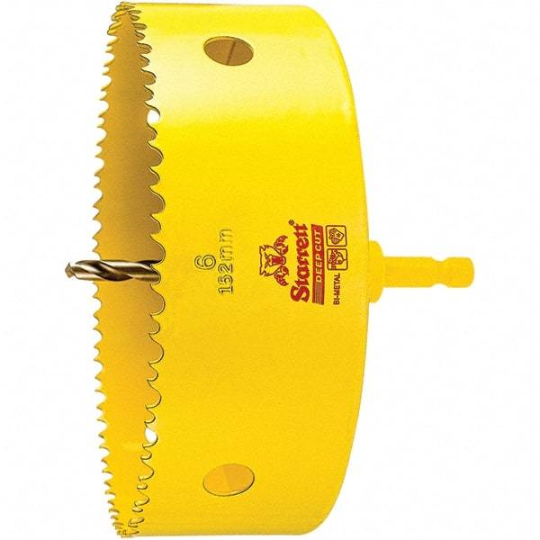 Starrett - 6" Diam, 2" Cutting Depth, Hole Saw - High Speed Steel Saw, Toothed Edge - Caliber Tooling