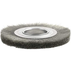 Brush Research Mfg. - 6" OD, 2" Arbor Hole, Crimped Stainless Steel Wheel Brush - 1/2" Face Width, 1-1/8" Trim Length, 4,500 RPM - Caliber Tooling