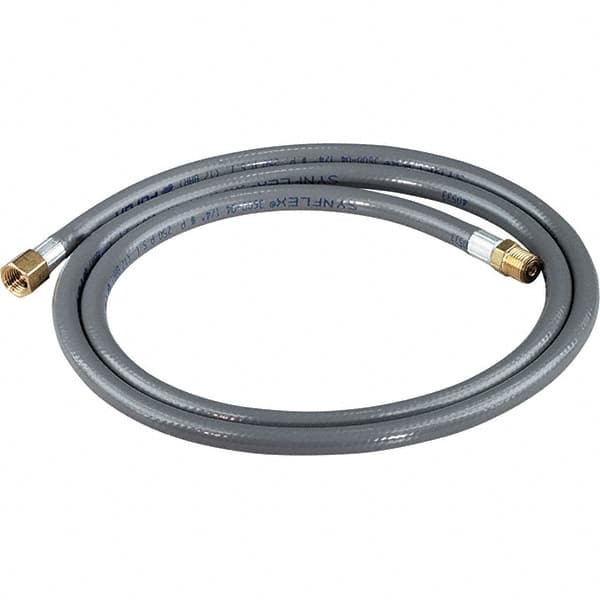 Dynabrade - 1/4" ID 5' Long Hose - Female/Male Ends, 90 Working psi, 1/4" Fitting, Gray - Caliber Tooling