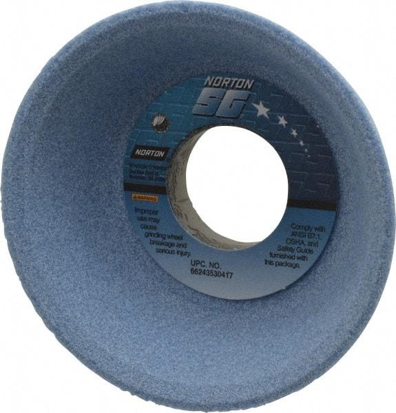 Norton - 4" Diam, 1-1/4" Hole Size, 1-1/2" Overall Thickness, 60 Grit, Type 11 Tool & Cutter Grinding Wheel - Medium Grade, Ceramic, L Hardness, Vitrified Bond, 5,730 RPM - Caliber Tooling