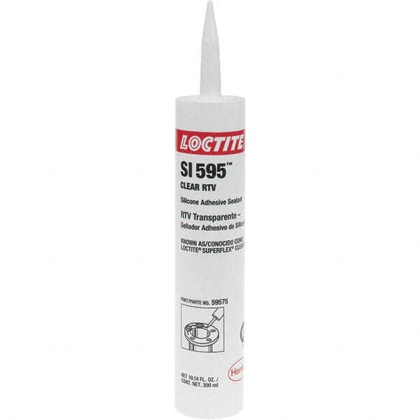 Loctite - 300 mL Cartridge Clear RTV Silicone Joint Sealant - -65 to 450°F Operating Temp, 30 min Tack Free Dry Time, 24 hr Full Cure Time - Caliber Tooling