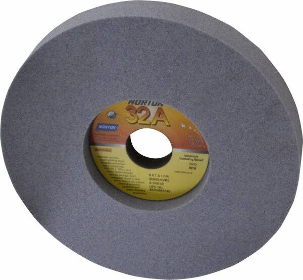 Norton - 8" Diam x 1-1/4" Hole x 1" Thick, K Hardness, 60 Grit Surface Grinding Wheel - Aluminum Oxide, Type 5, Medium Grade, 3,600 Max RPM, Vitrified Bond, One-Side Recess - Caliber Tooling