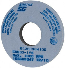 Norton - 14" Diam x 5" Hole x 1-1/2" Thick, I Hardness, 60 Grit Surface Grinding Wheel - Ceramic, Type 1, Medium Grade, 1,800 Max RPM, Vitrified Bond, No Recess - Caliber Tooling