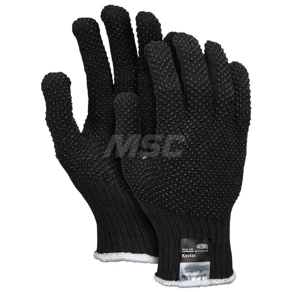 Cut, Puncture & Abrasive-Resistant Gloves: Size L, ANSI Cut A3, ANSI Puncture 3, Polyvinylchloride, Kevlar Black, Full Coated, Polyvinylchloride Grip, ANSI Abrasion 3