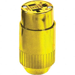 Straight Blade Connector: Industrial, 5-20R, 125VAC, Yellow Self-Grounded, 20A, Thermoplastic Body, 2 Poles, 3 Wires