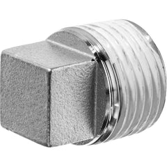 USA Sealing - Stainless Steel Pipe Fittings; Type: Square Head Plug ; Fitting Size: 1/2 ; End Connections: MBSPT w/Thread Sealant ; Material Grade: 304 ; Pressure Rating (psi): 150 - Exact Industrial Supply