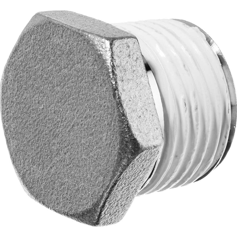 USA Sealing - Stainless Steel Pipe Fittings; Type: Hex Head Plug ; Fitting Size: 3/8 ; End Connections: MBSPT w/Thread Sealant ; Material Grade: 316 ; Pressure Rating (psi): 150 - Exact Industrial Supply