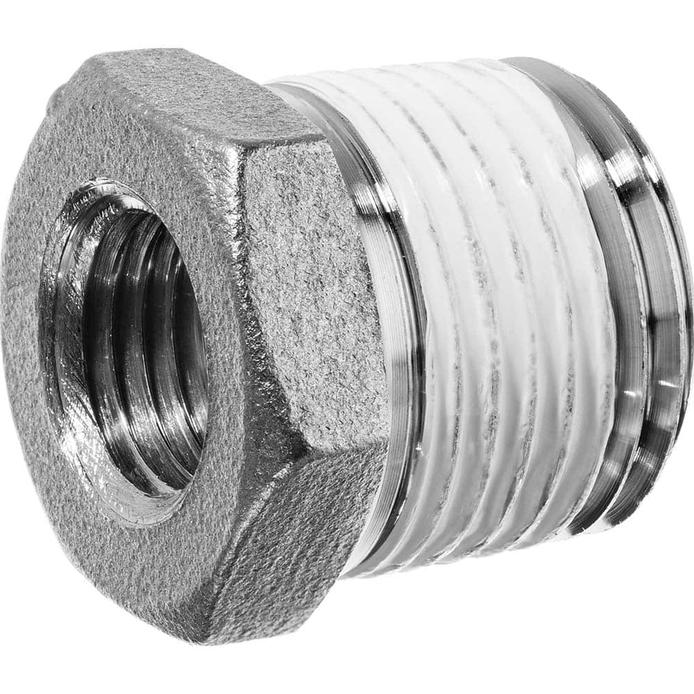 USA Sealing - Stainless Steel Pipe Fittings; Type: Hex Bushing ; Fitting Size: 3/4 x 1/2 ; End Connections: MBSPT x FBSPT w/Thread Sealant ; Material Grade: 316 ; Pressure Rating (psi): 150 - Exact Industrial Supply