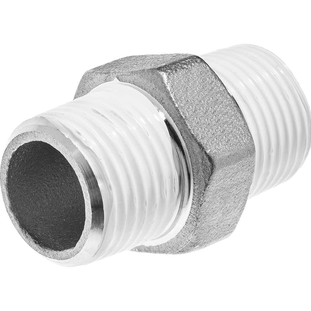 USA Sealing - Stainless Steel Pipe Fittings; Type: Hex Nipple ; Fitting Size: 2 x 2 ; End Connections: MNPT x MBSPT w/Thread Sealant ; Material Grade: 304 ; Pressure Rating (psi): 150 - Exact Industrial Supply