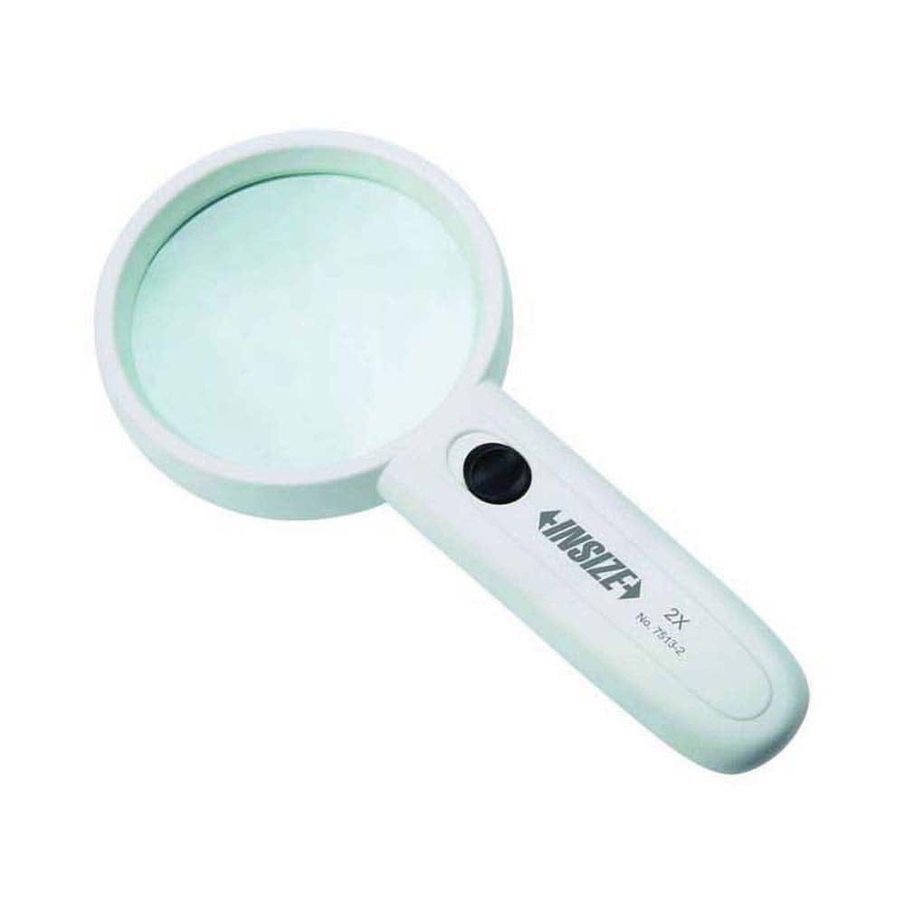 Insize USA LLC - Handheld Magnifiers; Minimum Magnification: 2x ; Maximum Magnification: 2.00x ; Lens Shape: Round ; Lens Diameter (mm): 75.00 ; Lens Diameter (Decimal Inch): 2 ; Lens Diameter (Inch): 2 - Exact Industrial Supply