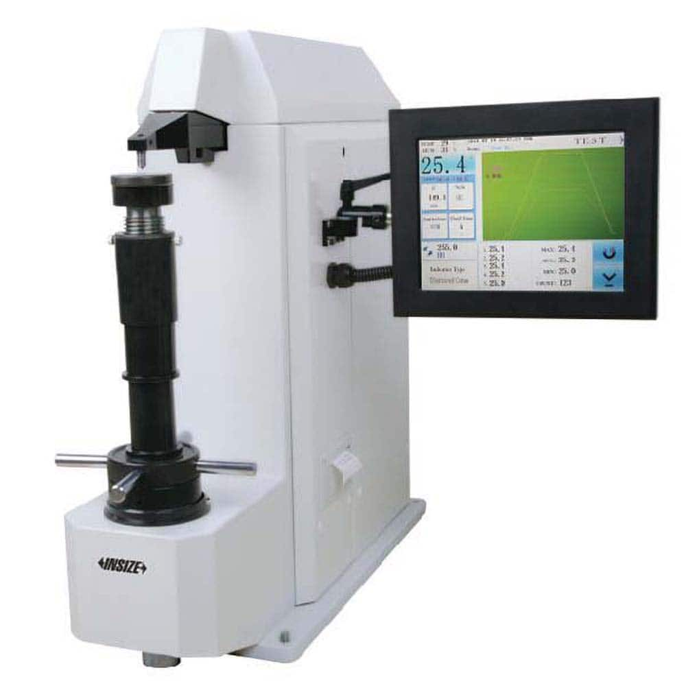 Insize USA LLC - Bench Top Hardness Testers; Scale Type: Rockwell ; Display Type: LCD ; Overall Height (Decimal Inch): 27.5600 ; Overall Height (Inch): 27.5600 ; Overall Width (Decimal Inch): 10.2400 ; Includes: Main Unit, 2.36" DIA Flat Anvil, 5.91" DIA - Exact Industrial Supply