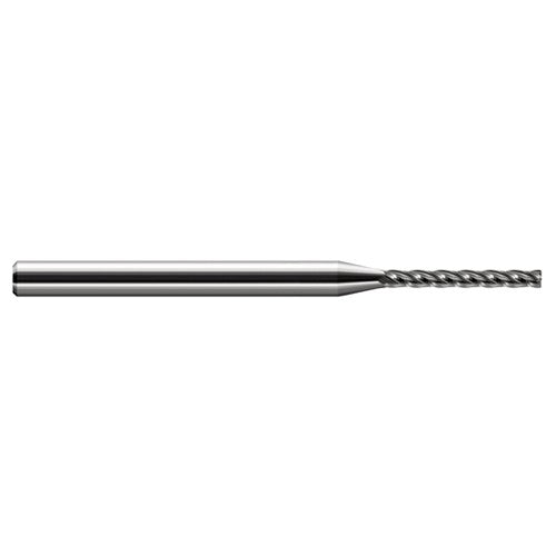 Miniature End Mills - Long Flute - 0.1250″ (1/8″) Cutter Diameter × 0.0300″ Radius × 0.6250″ (5/8″) Length of Cut Carbide Corner Radius End Mill, 4 Flutes - Exact Industrial Supply